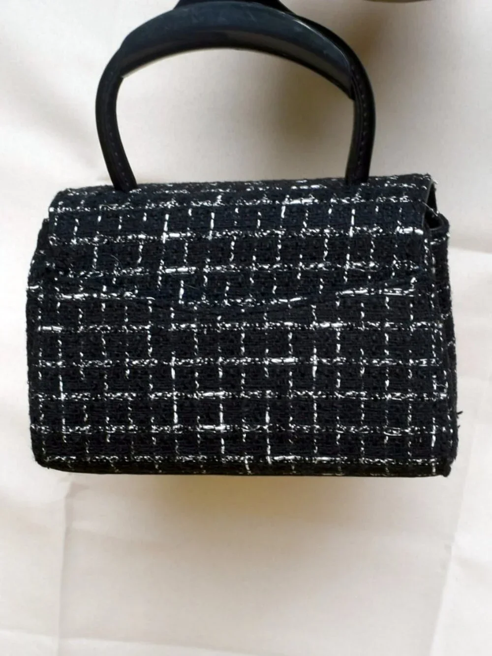 Jason Wu Mini Tweed Top Handle Crossbody Bag Black Lurex Woven Texture - Picture 9 of 15